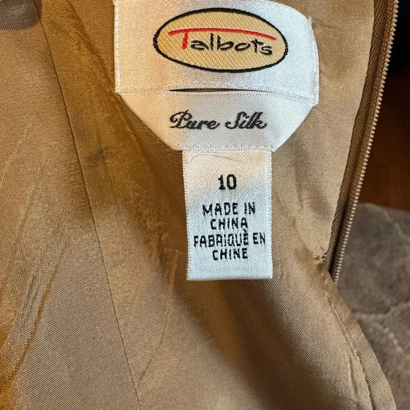 Talbots 100% Silk Gold Strapless Cocktail Dress - Size 10 - Picture 4 of 8